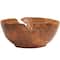 11" Brown Teak Wood Decorative Bowl with Natural Grooves